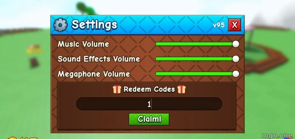 Code input screen for Grow A Garden 2. 
