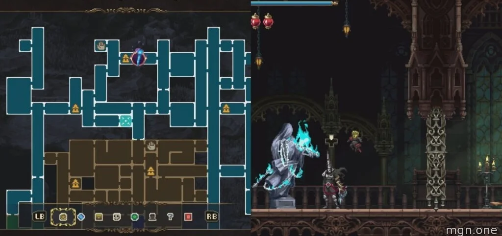 Map location of the Level 2 Embrujo Skill unlocks statue in The Vibrating of the Organs. 